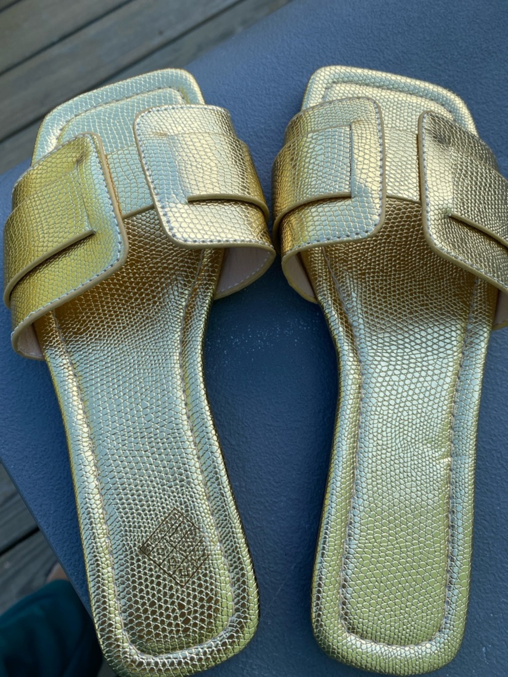 Metallic Gold Slide Sandals